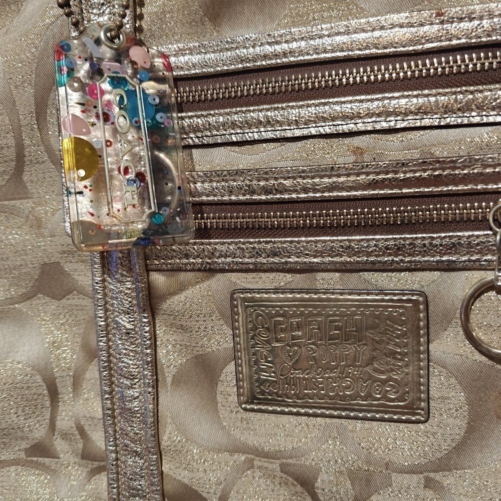 Vintage Y2K Coach Poppy Purse Tag Attached Tote Gold Signature Monogram Logo - Picture 3 of 16